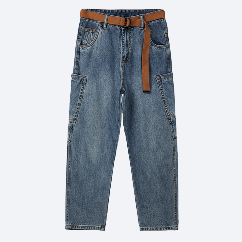 Unisex Loose-Fit Harem Cargo Denim Jeans