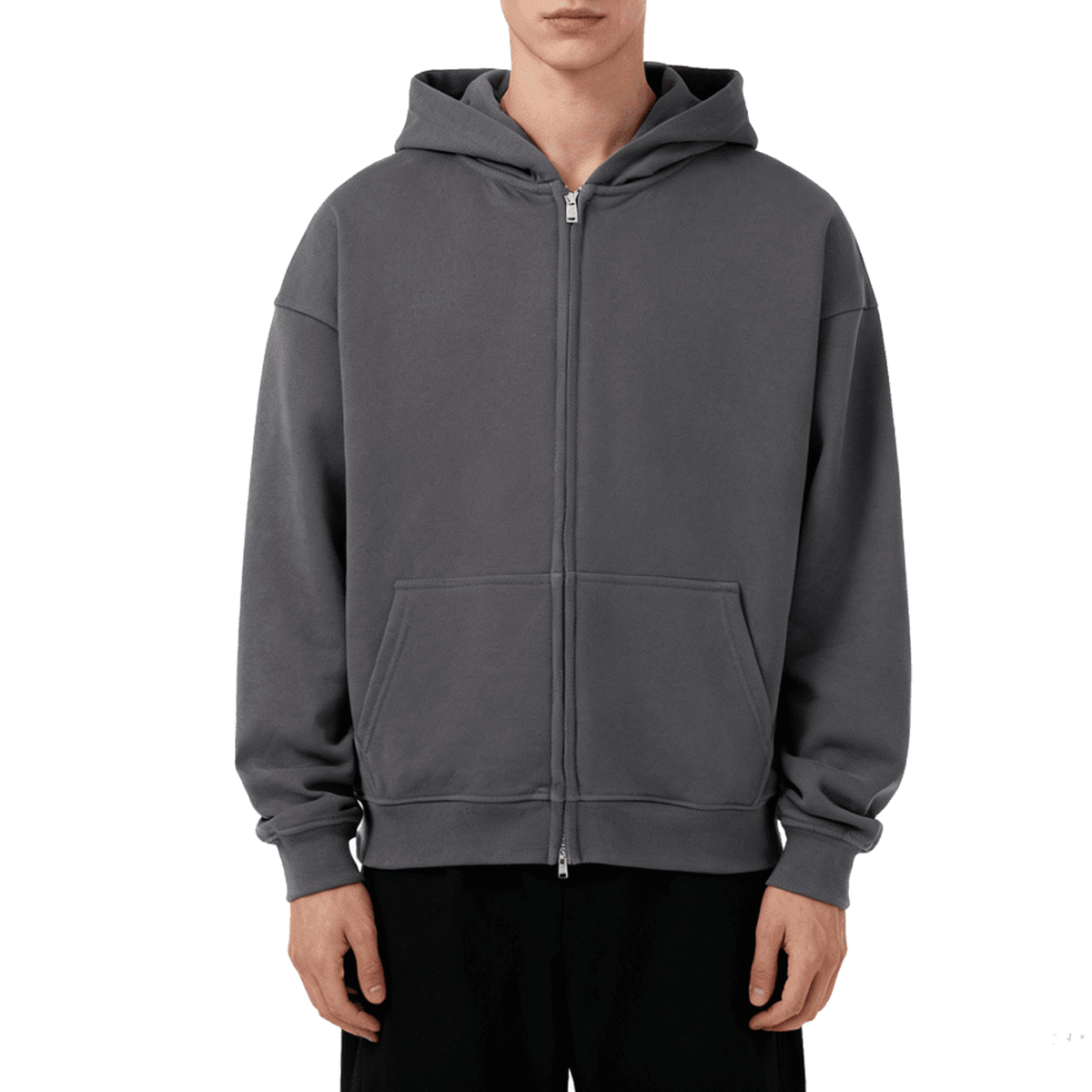Unisex Cropped Oversized Zip-up Hoodie