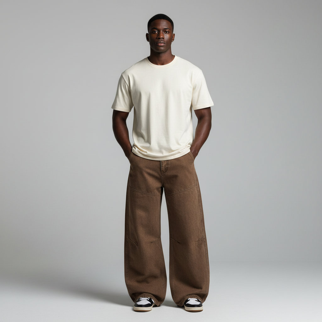 Washed Curved Blade Denim Jeans