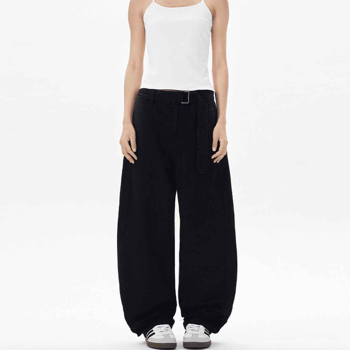 Unisex Basic Washed Curved Blade Denim Jeans