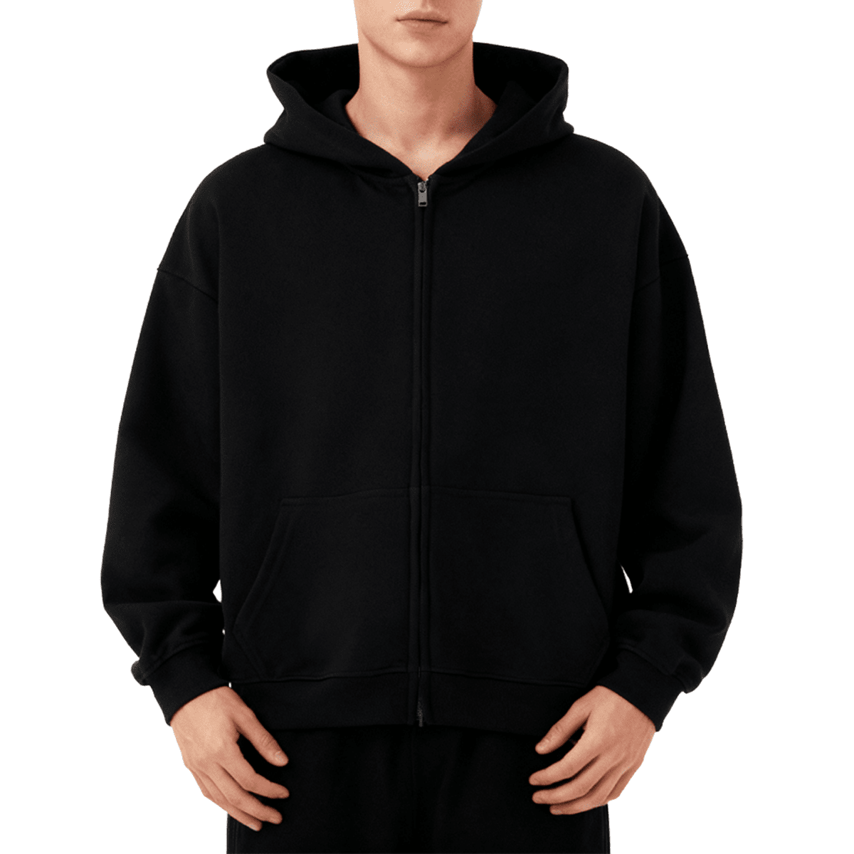 Unisex Cropped Oversized Zip-up Hoodie
