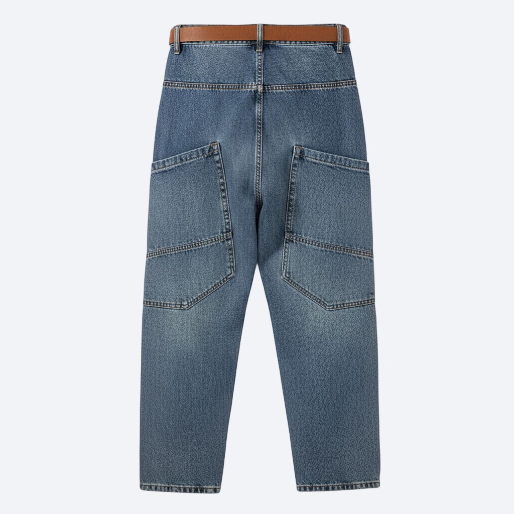 Unisex Loose-Fit Harem Cargo Denim Jeans