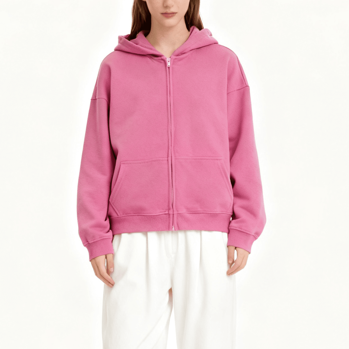 Unisex Cropped Oversized Zip-up Hoodie