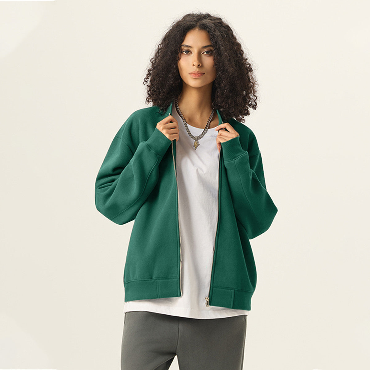 Unisex Fleece Zip-Up Baseball Jacke