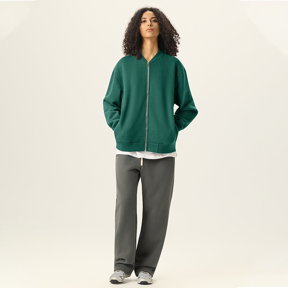 Unisex Fleece Zip-Up Baseball Jacke