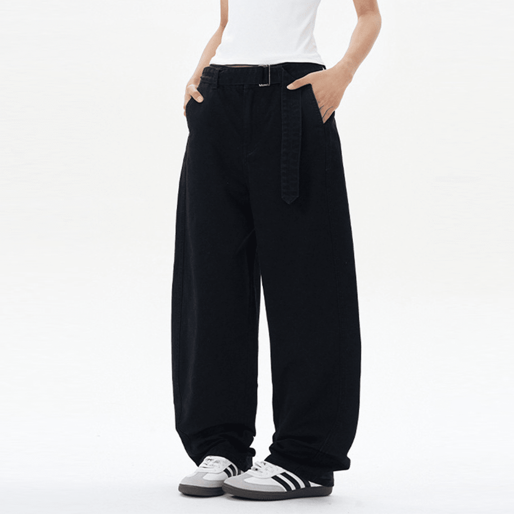 Unisex Basic Washed Curved Blade Denim Jeans