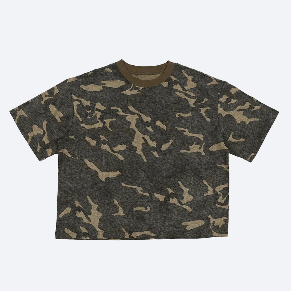 Unisex Camo Cropped Oversized T-shirt