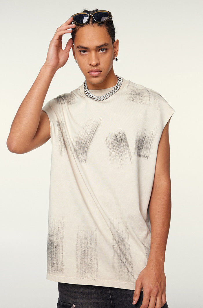 Distressed High Street Round Neck Sleeveless Tank Top