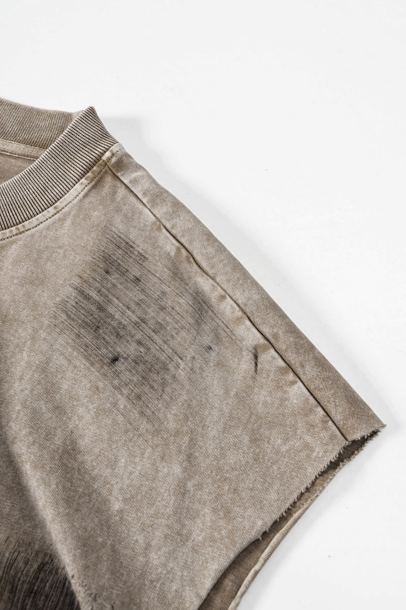 Distressed High Street Round Neck Sleeveless Tank Top