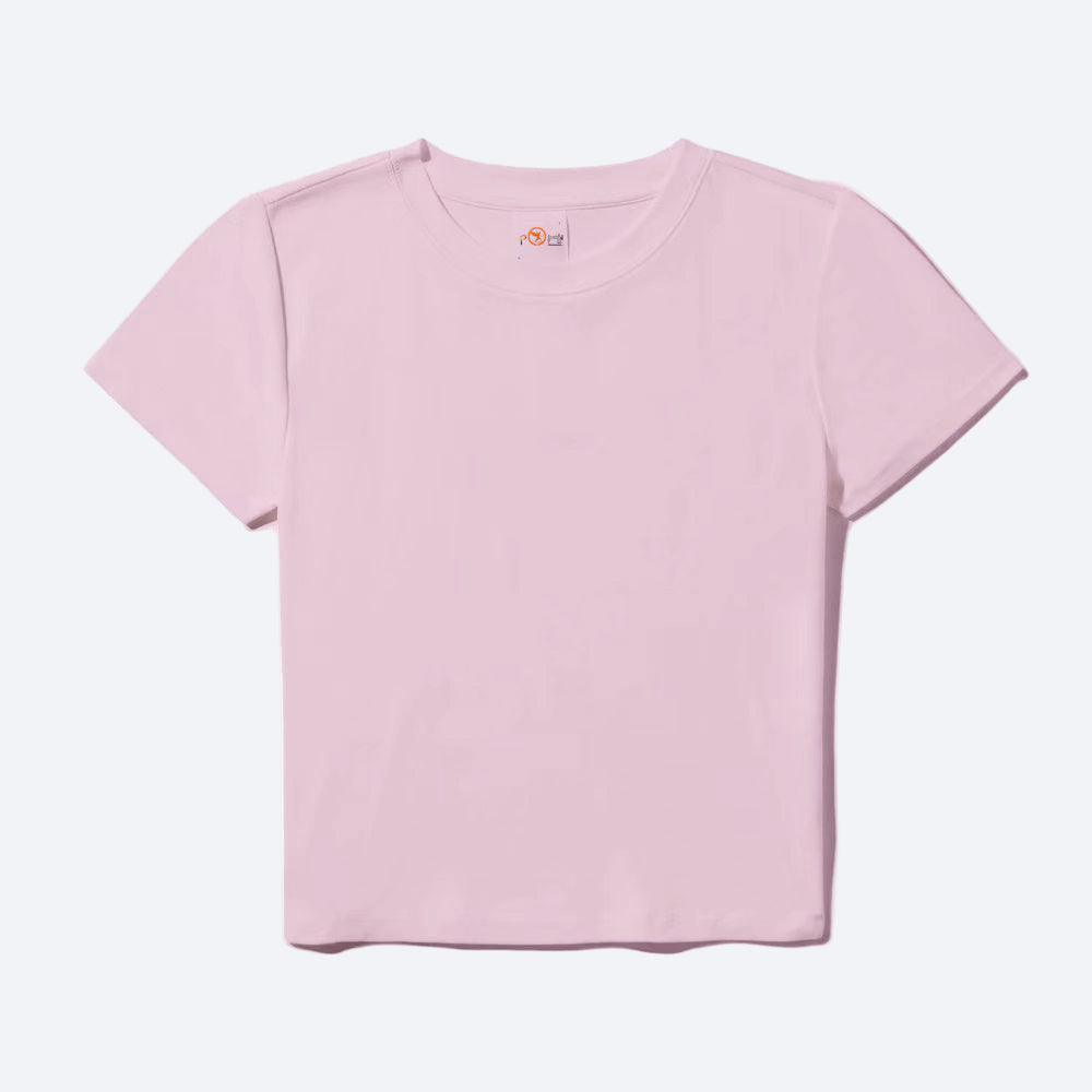 Pink t-shirt on a light gray background