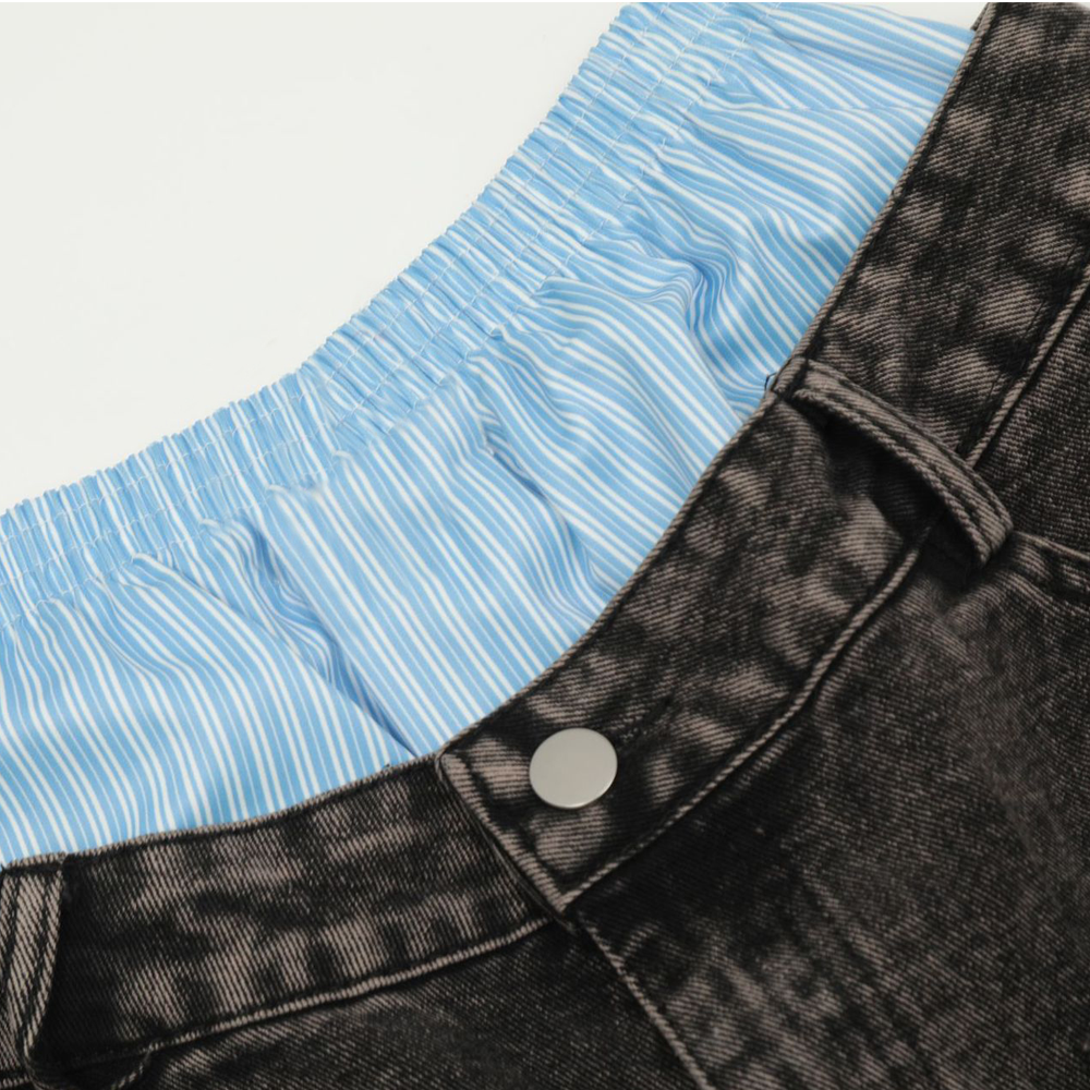 Unisex Wide Leg Jeans – Double Waist Hip-Hop Style