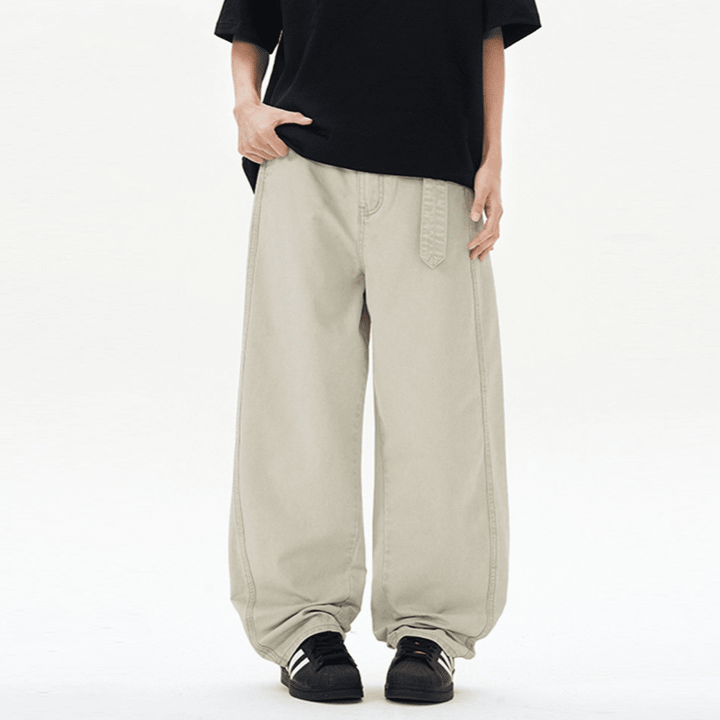 Unisex Basic Washed Curved Blade Denim Jeans