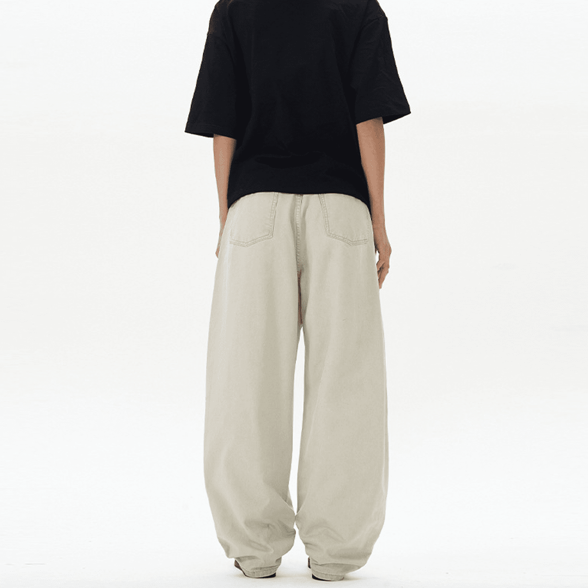 Unisex Basic Washed Curved Blade Denim Jeans