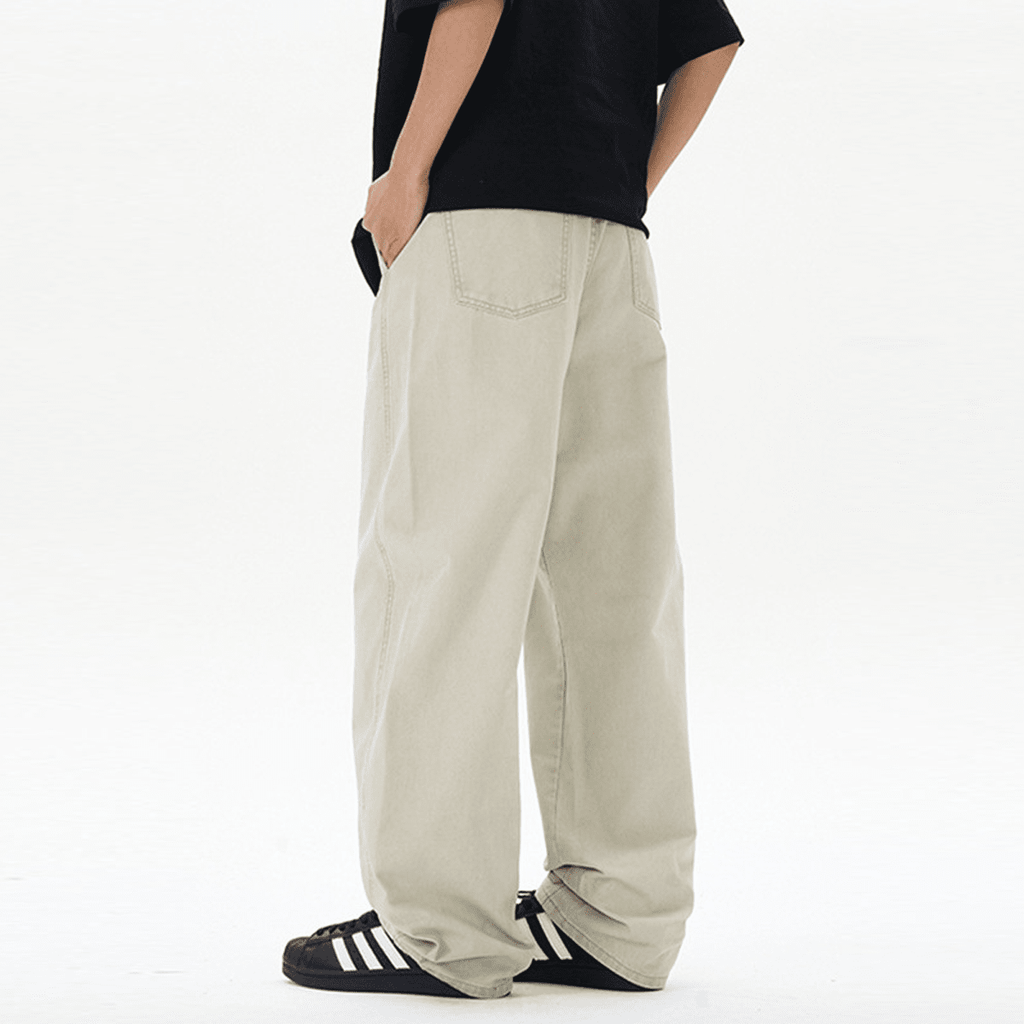 Unisex Basic Washed Curved Blade Denim Jeans