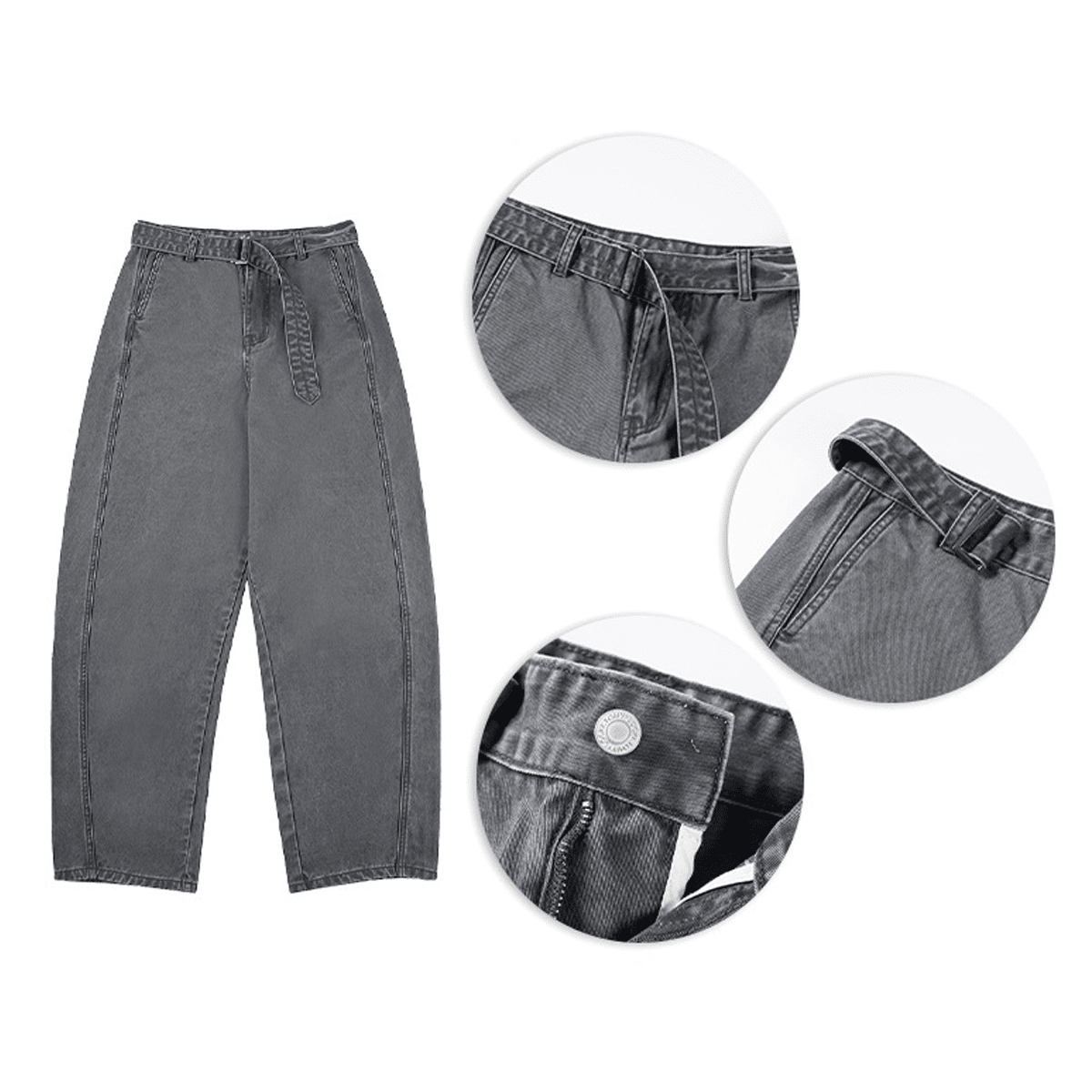 Unisex Basic Washed Curved Blade Denim Jeans