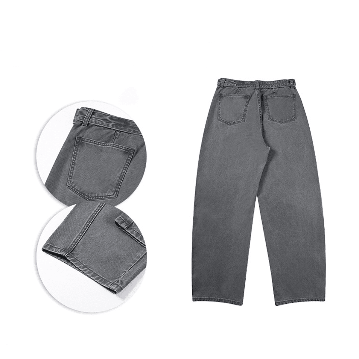 Unisex Basic Washed Curved Blade Denim Jeans