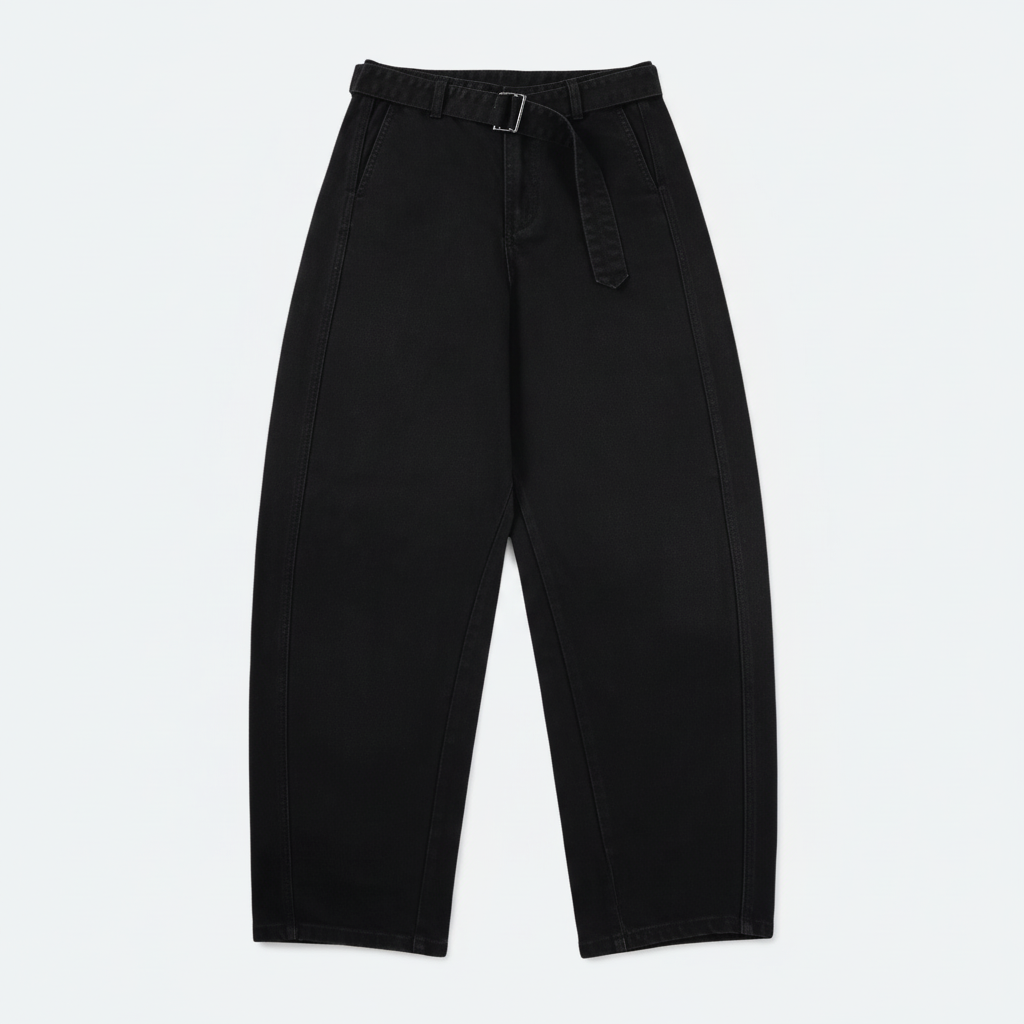 Unisex Basic Washed Curved Blade Denim Jeans