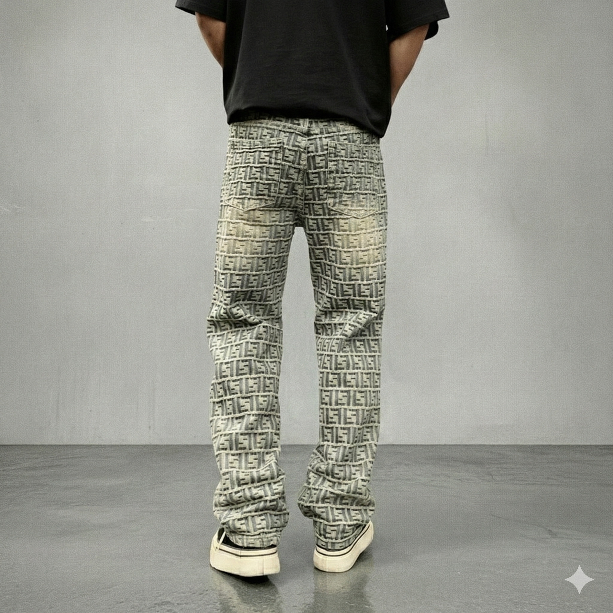 Jacquard All-over Letter Jeans