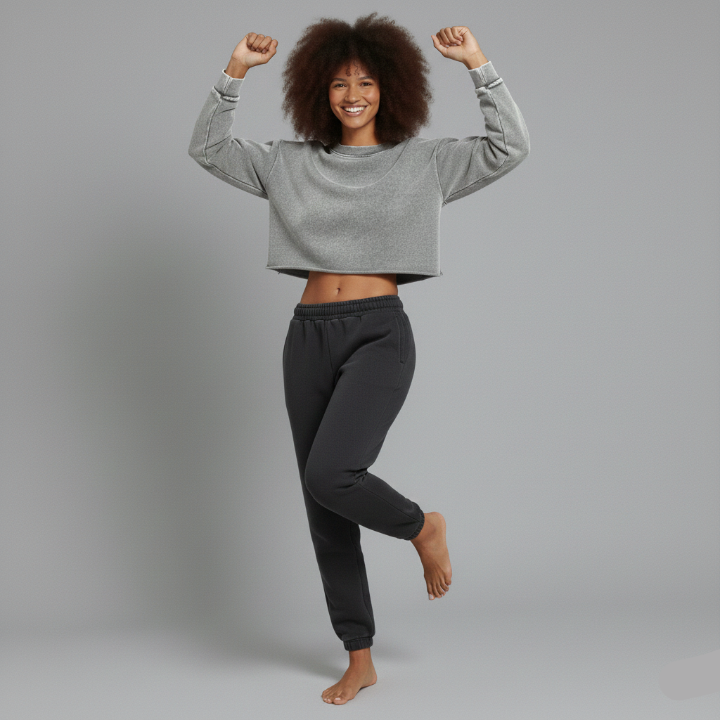 Washed Distressed Cropped Oversized Sweatshirt