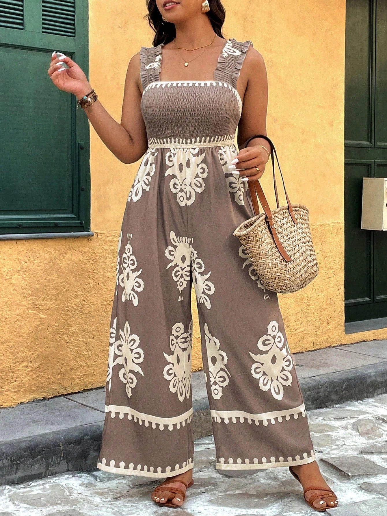 Plus-Size Women's Printed Jumpsuit