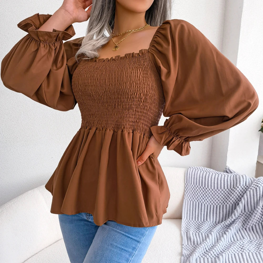 Women Long Sleeve Chiffon Blouse