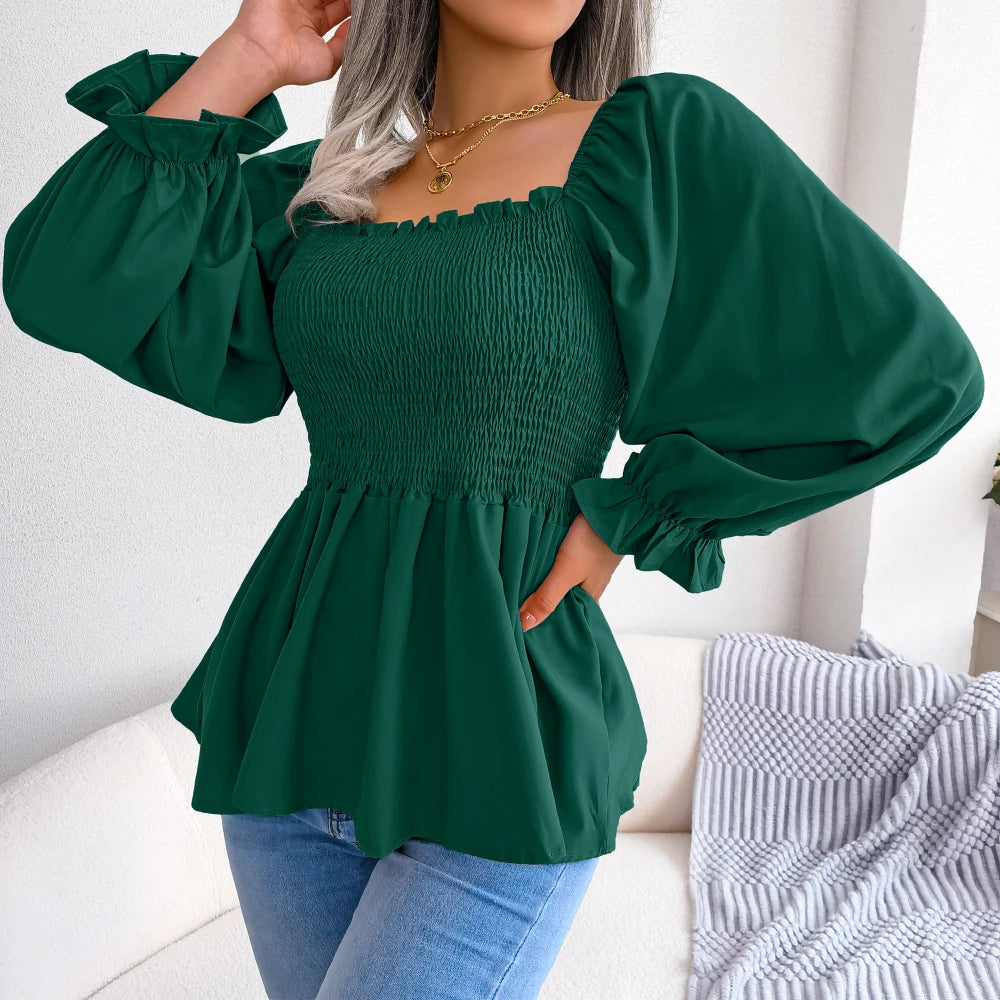 Women Long Sleeve Chiffon Blouse