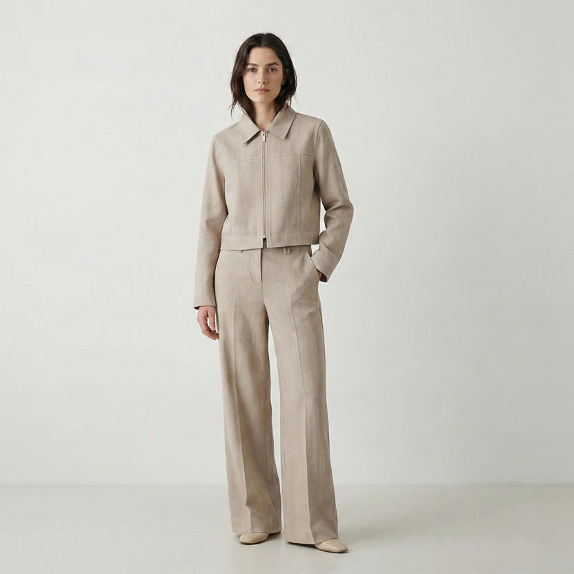 Women Khaki Herringbone Suit