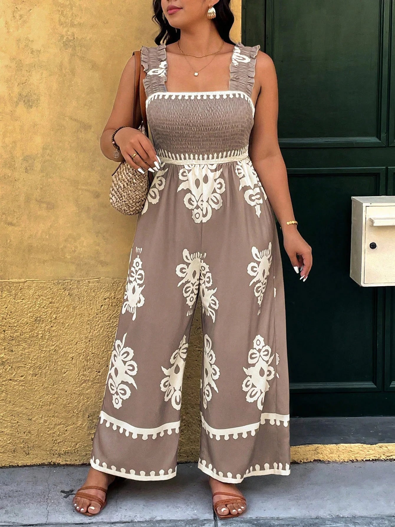 Plus-Size Women's Printed Jumpsuit
