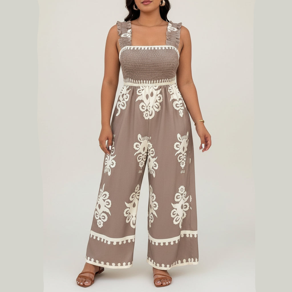 Plus-Size Women's Printed Jumpsuit