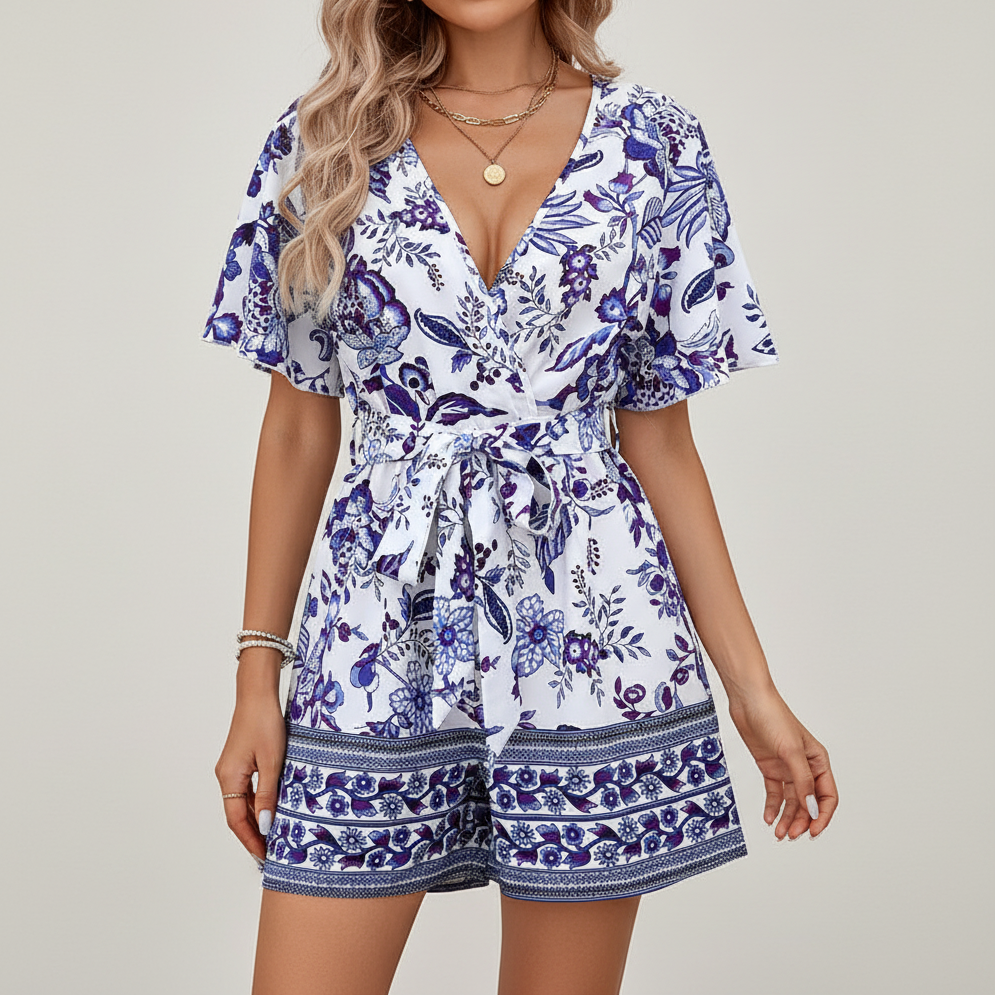 Women's Casual Plant Printed Jumpsuit