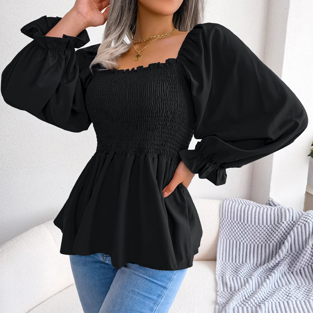Women Long Sleeve Chiffon Blouse