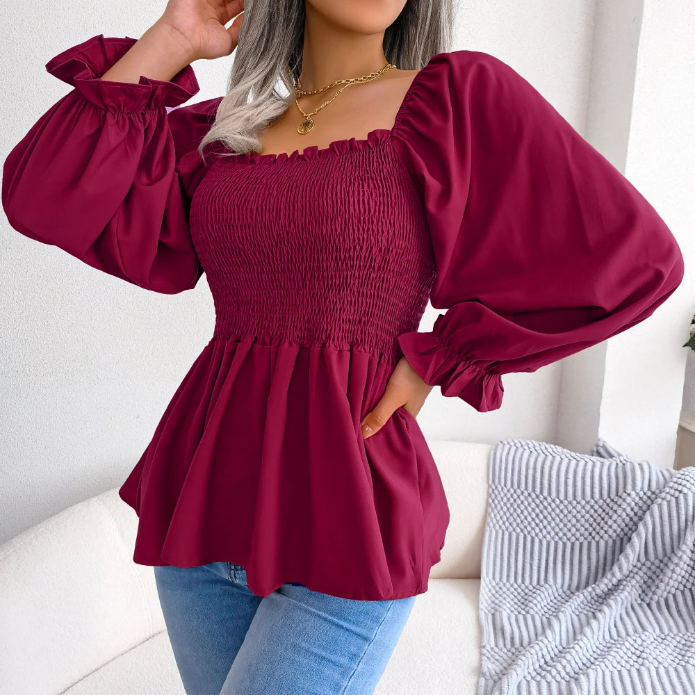 Women Long Sleeve Chiffon Blouse