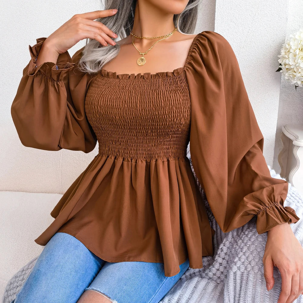 Women Long Sleeve Chiffon Blouse