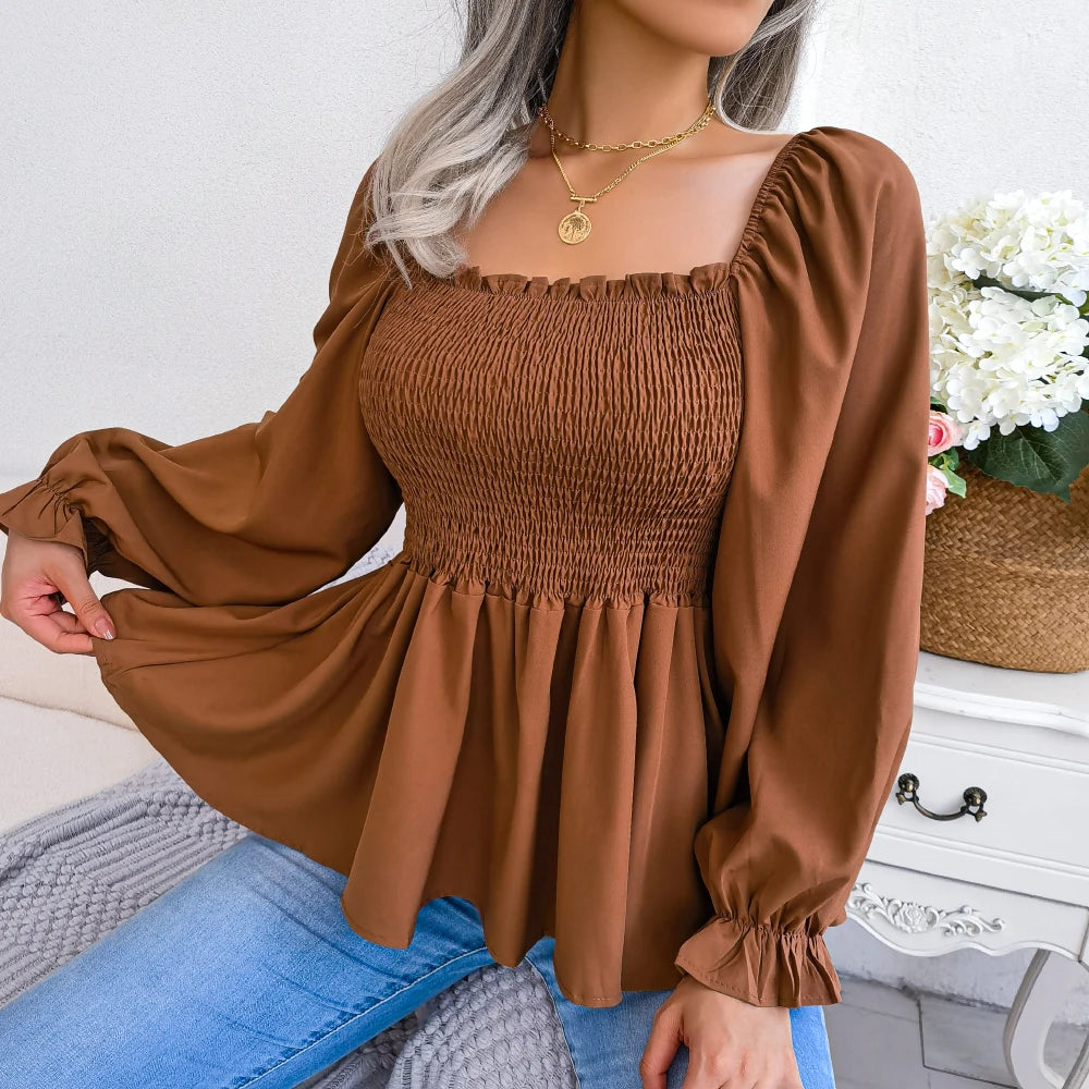 Women Long Sleeve Chiffon Blouse