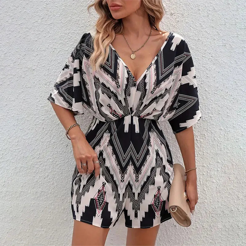 Women's Backless V-neck Jumpsuits