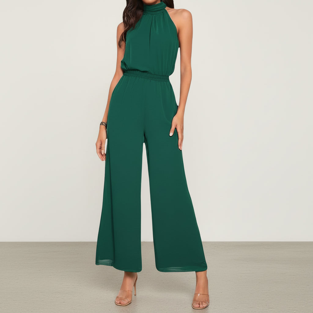 Women's sleeveless wide-leg jumpsuit