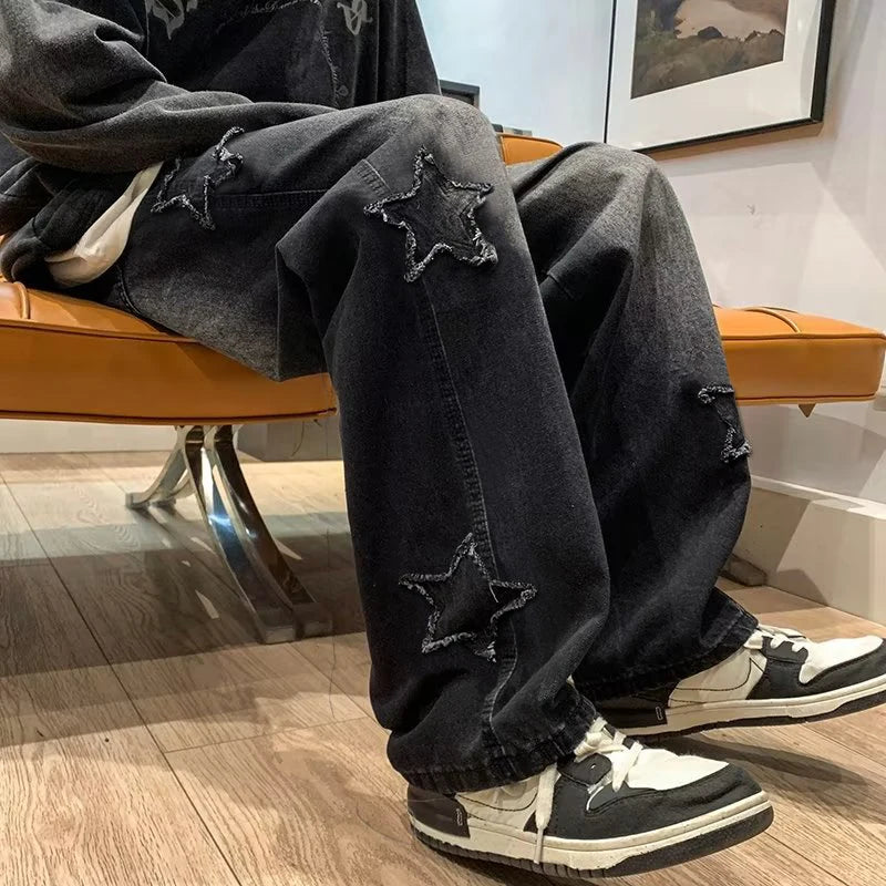 Star Embroidery Men Jeans