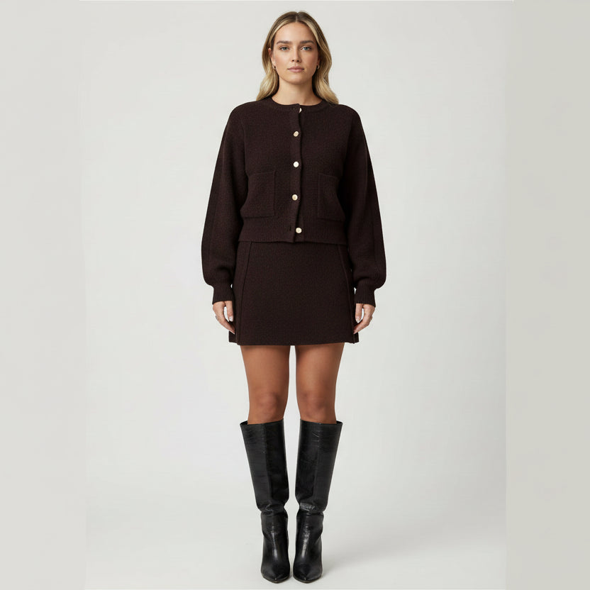 Women Skirt and Cardigan Suit Set