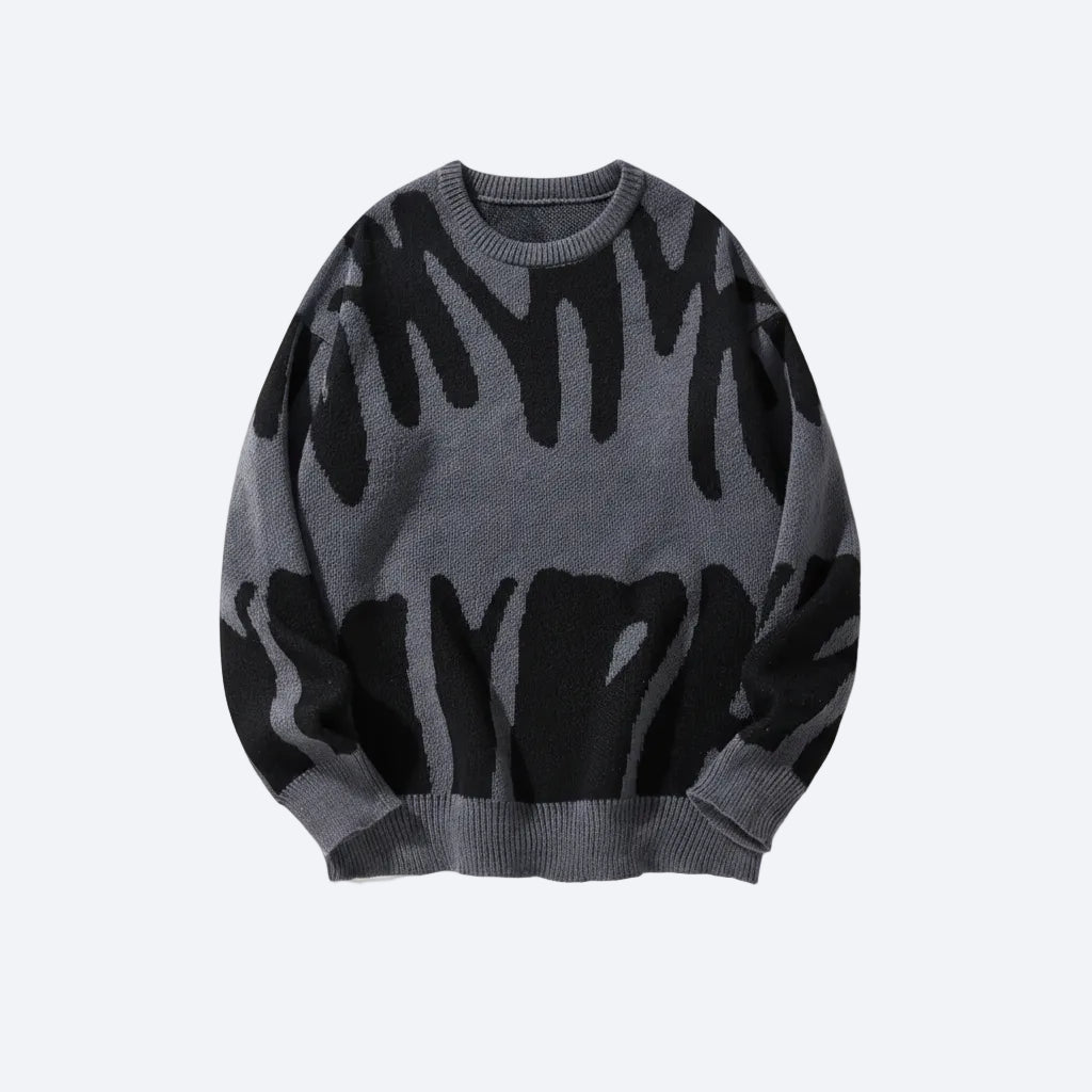 Irregular Jacquard Pattern Pullover Sweater