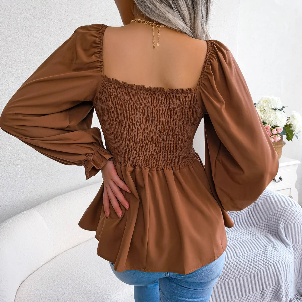 Women Long Sleeve Chiffon Blouse