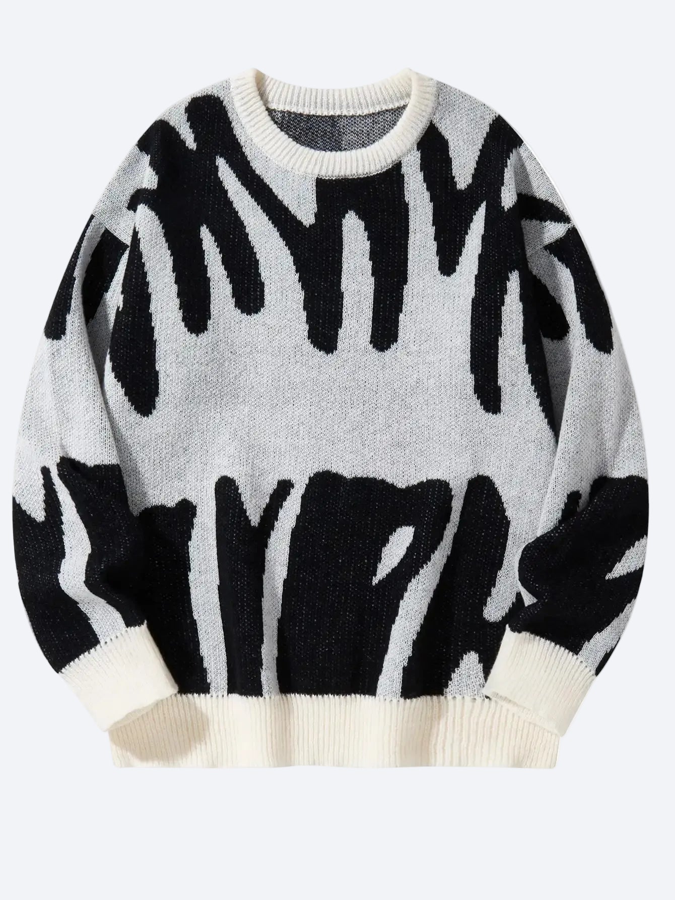 Irregular Jacquard Pattern Pullover Sweater