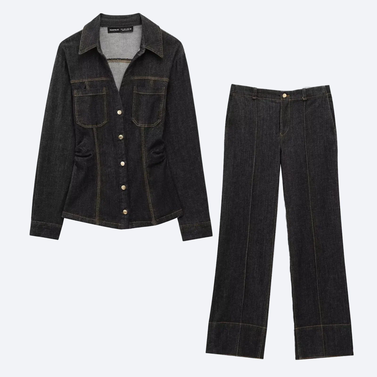 Women Black Denim Suit