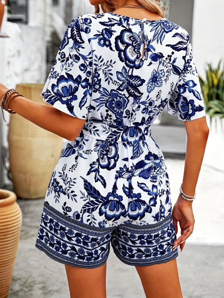 Women's Casual Plant Printed Jumpsuit