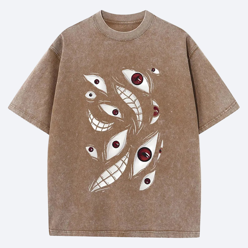 Men Streetwear Vintage Washed Anime Graphic T-Shirt