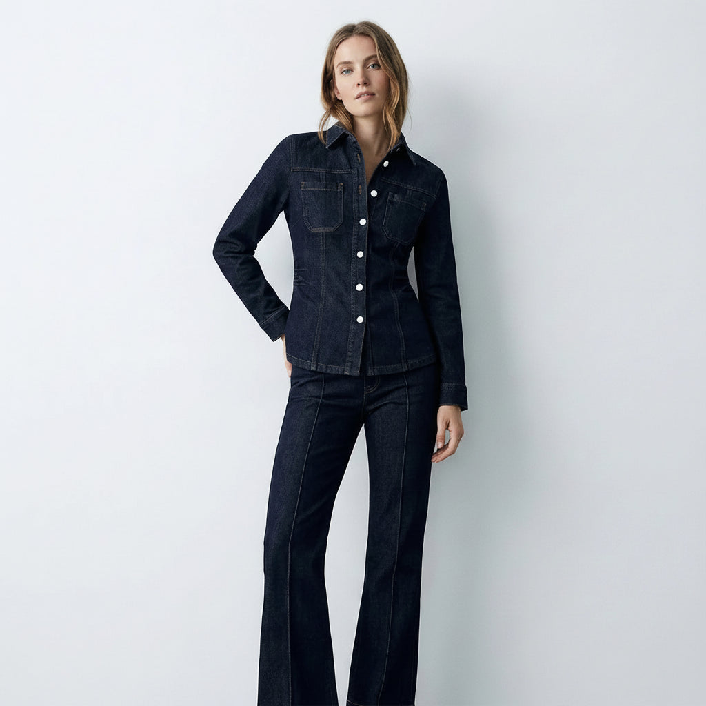 Women Black Denim Suit