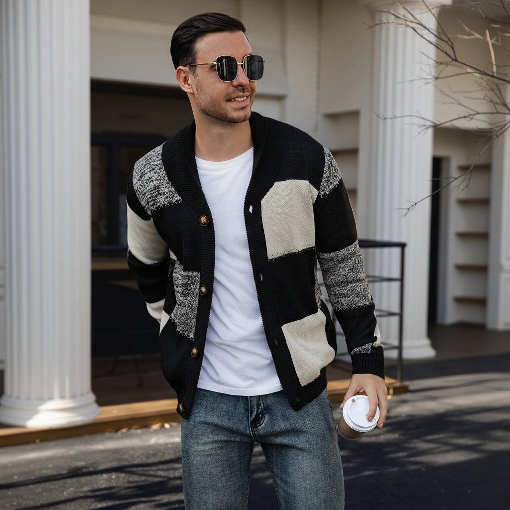 Men's Plaid Cardigan Sweater