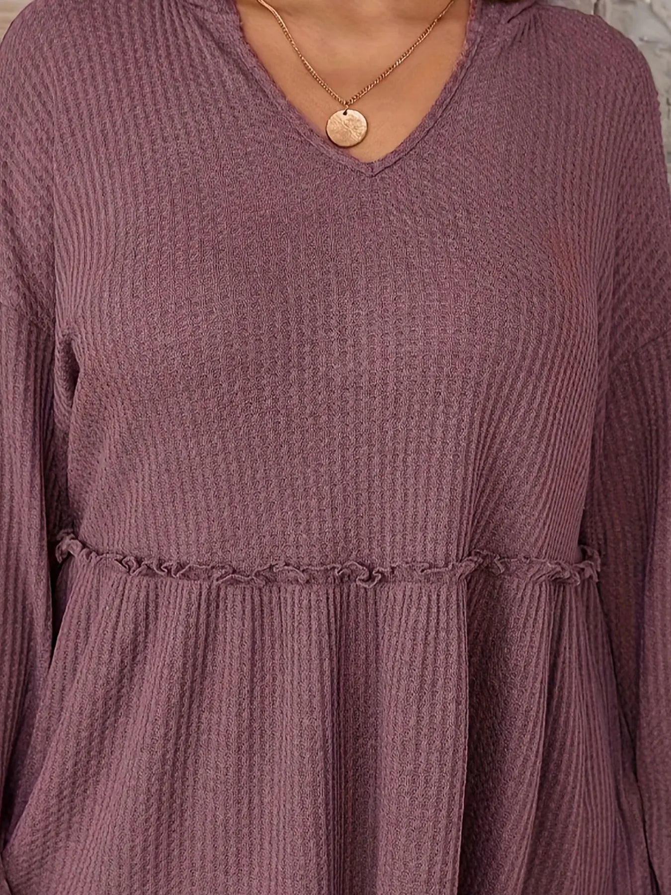 Light brown Women's Plus-Size Spring Knitted Casual Solid T-Shirt Light brown