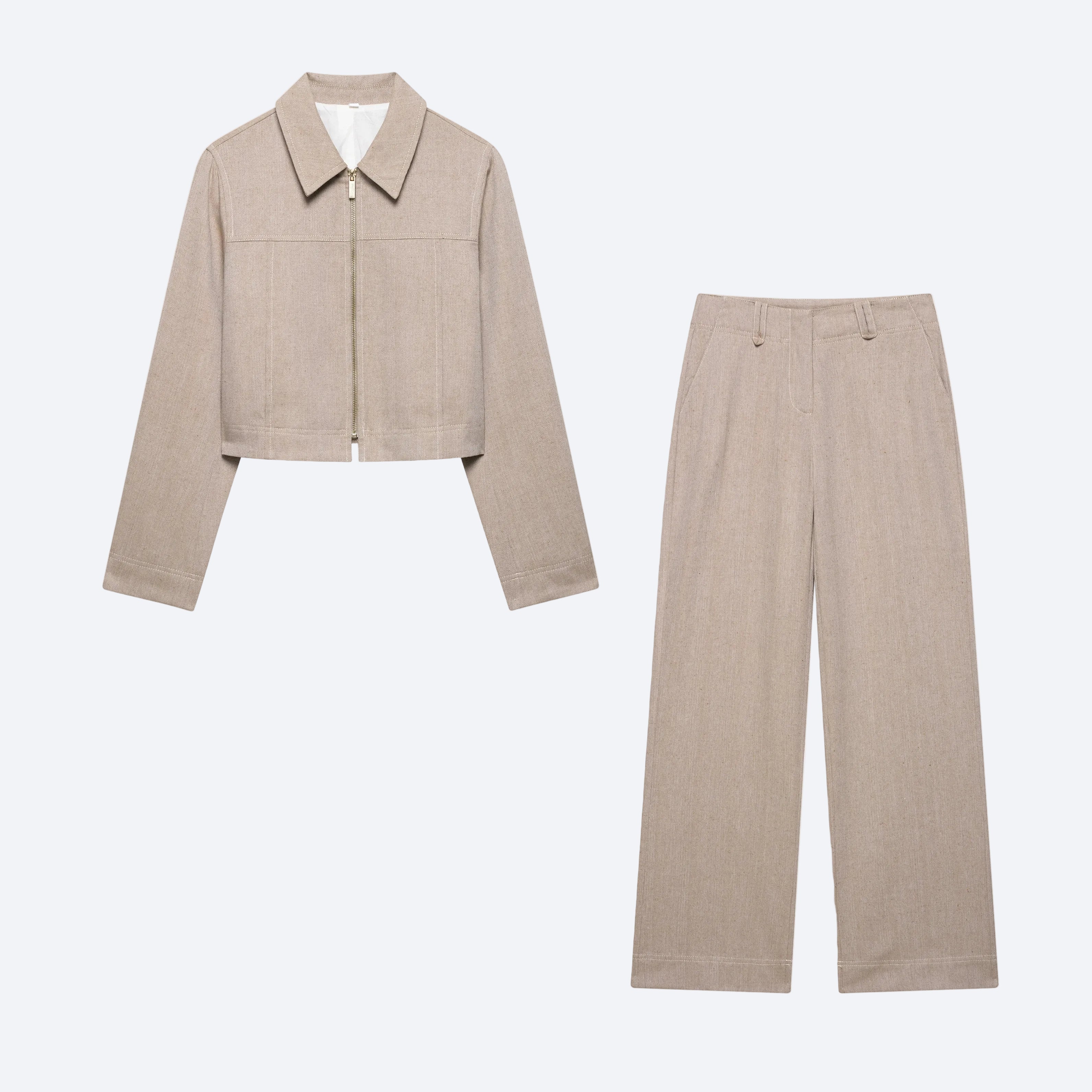 Women Khaki Herringbone Suit