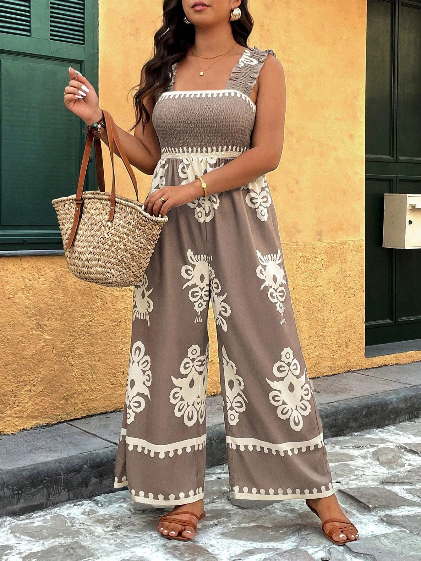 Plus-Size Women's Printed Jumpsuit