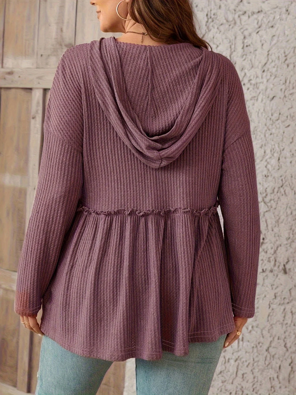 Light brown Women's Plus-Size Spring Knitted Casual Solid T-Shirt Light brown